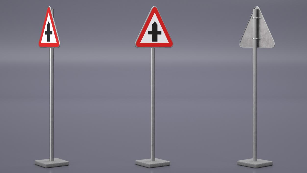 3D Road Sign Crossroads Ahead 2 model