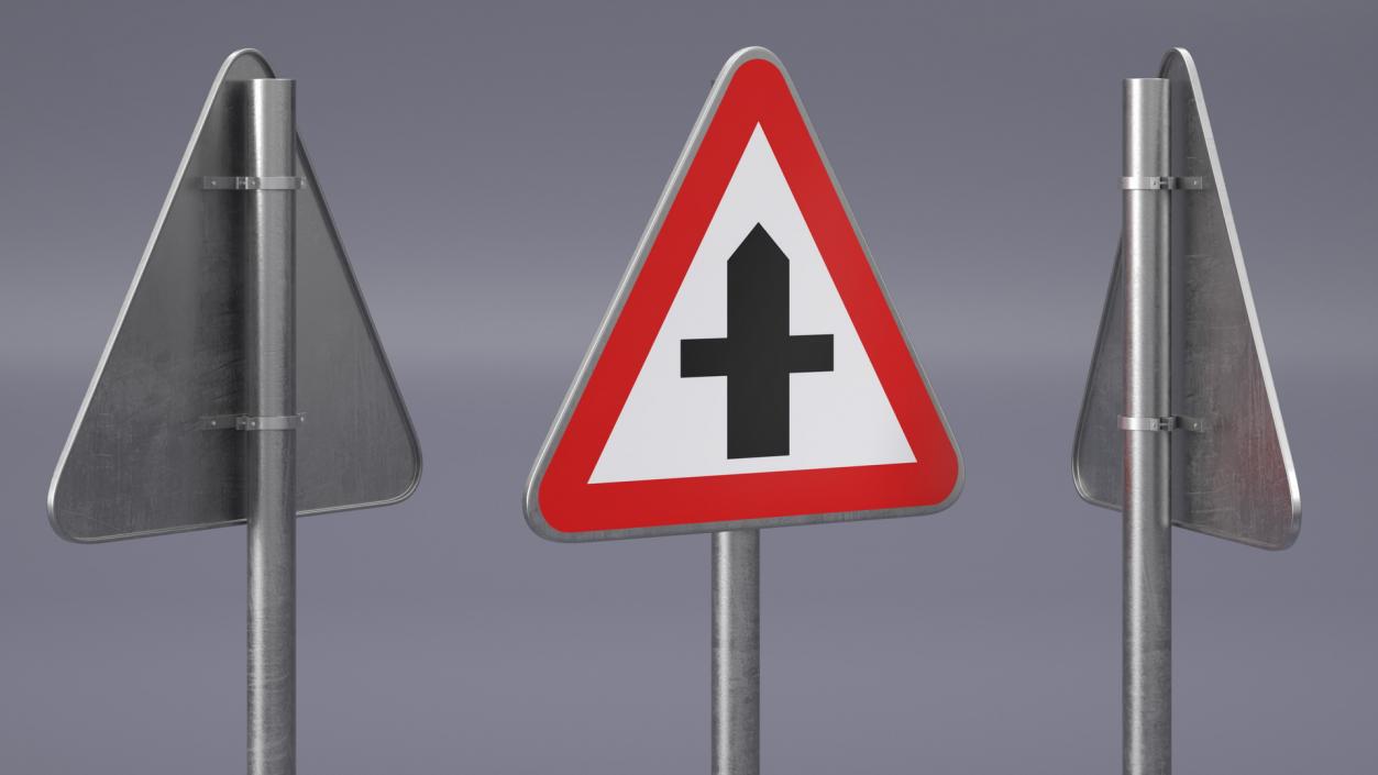 3D Road Sign Crossroads Ahead 2 model