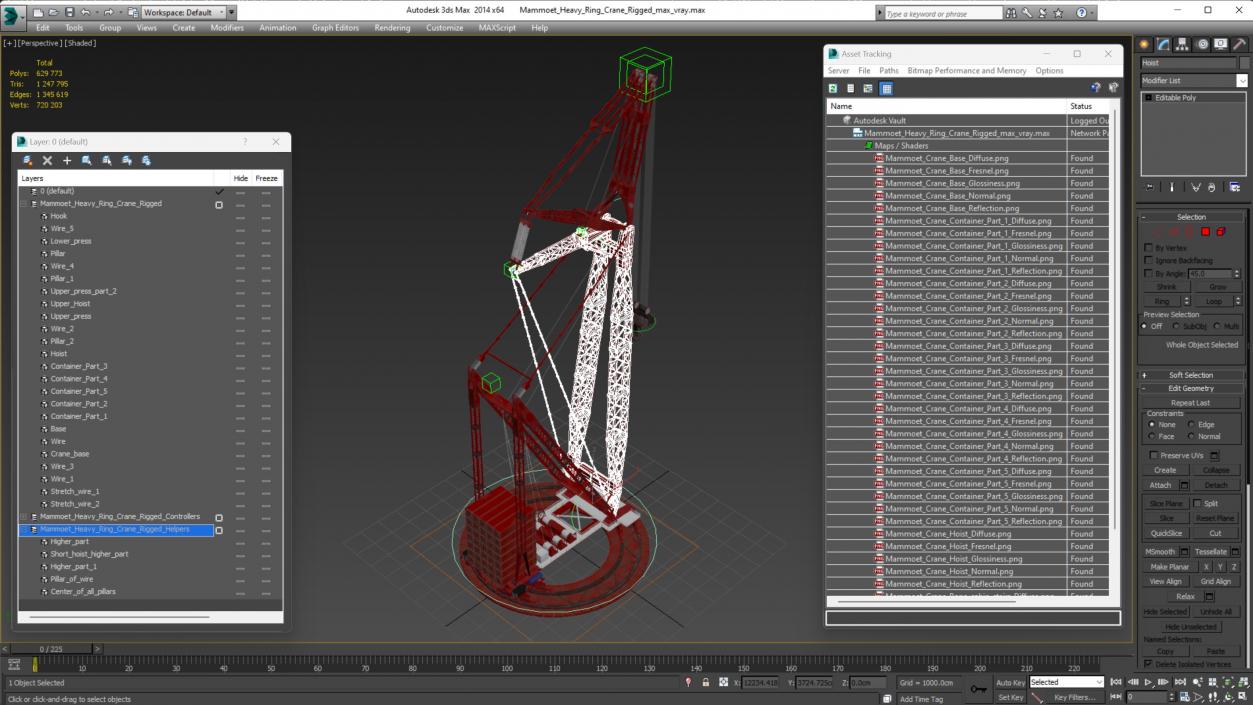 3D Mammoet Heavy Ring Crane Rigged