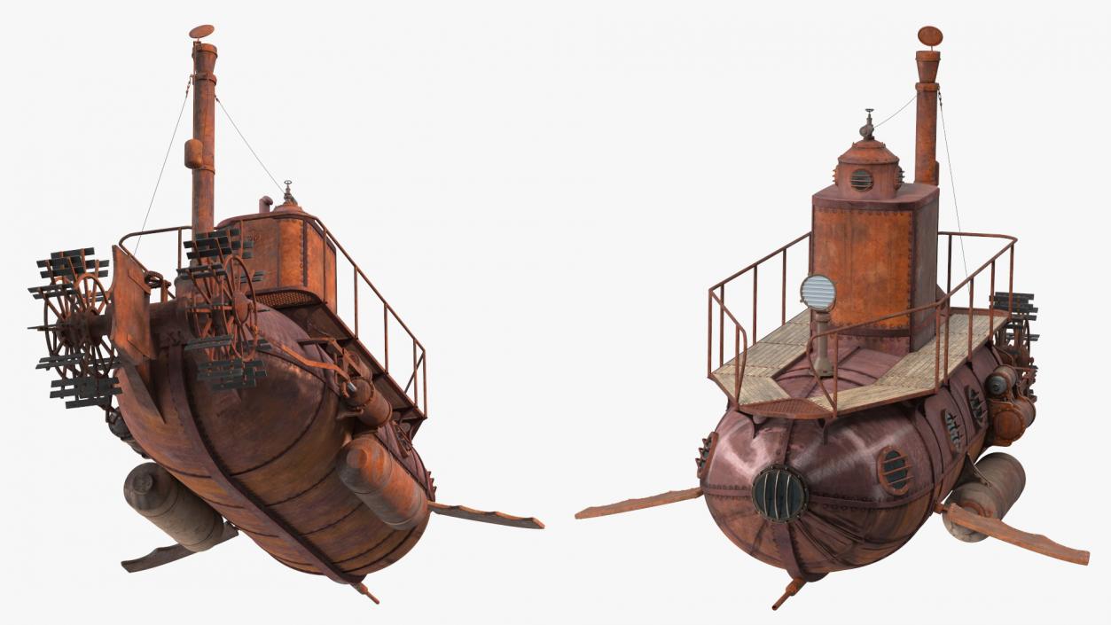 3D Old Rusty Vessels Collection model