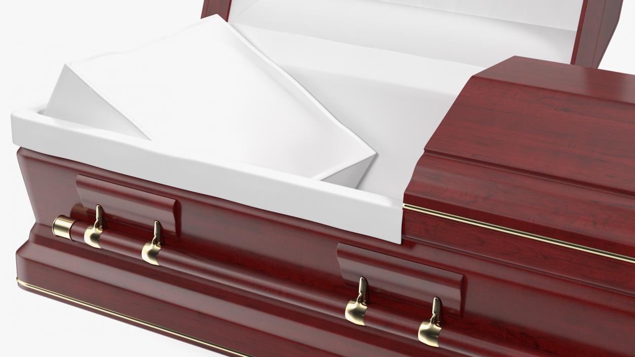 3D Opened Wooden Funeral Casket model