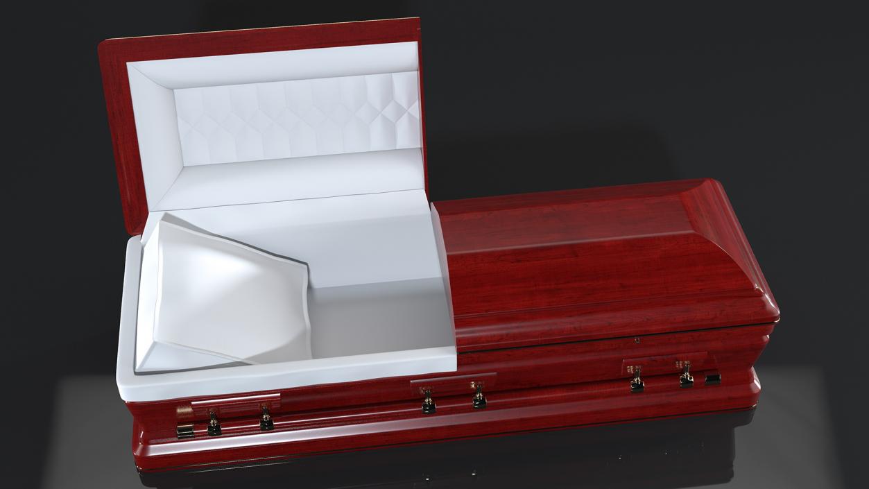 3D Opened Wooden Funeral Casket model