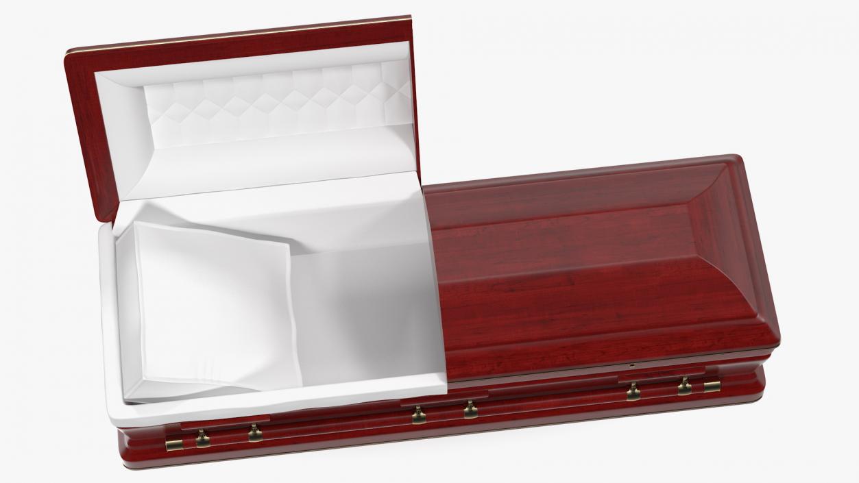 3D Opened Wooden Funeral Casket model