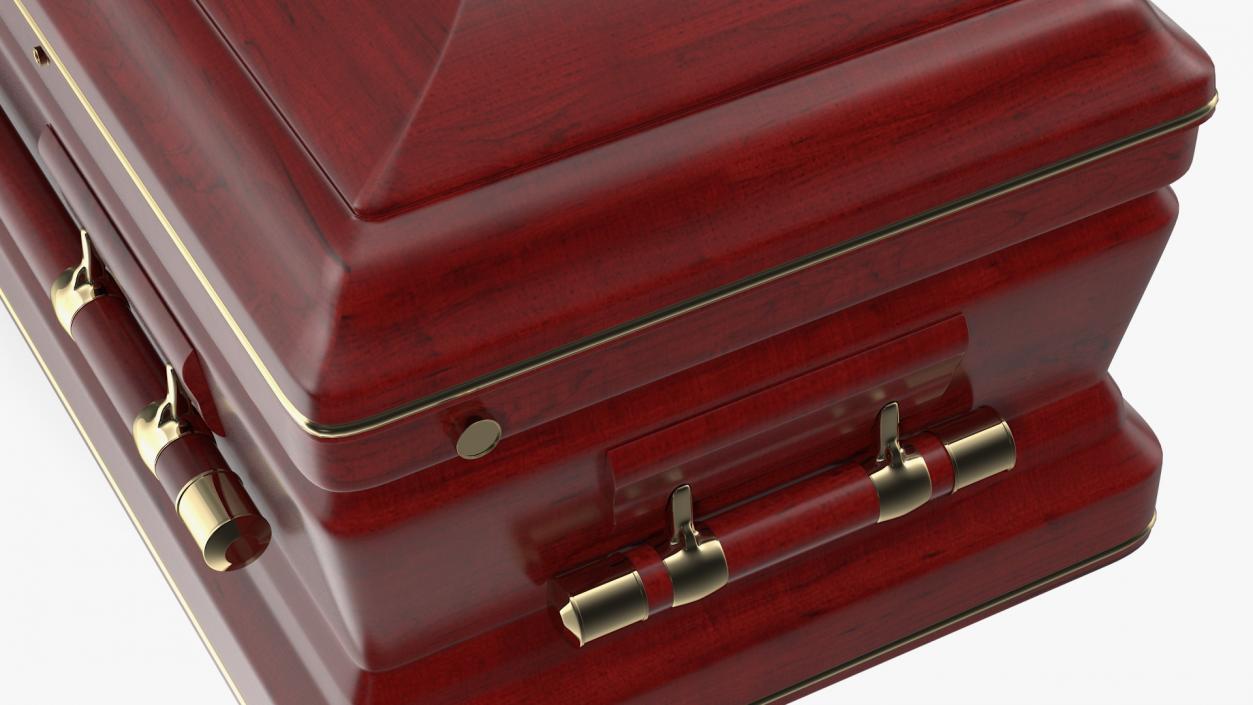 3D Opened Wooden Funeral Casket model