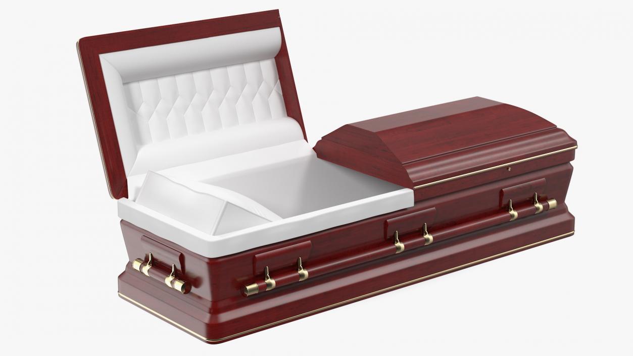 3D Opened Wooden Funeral Casket model