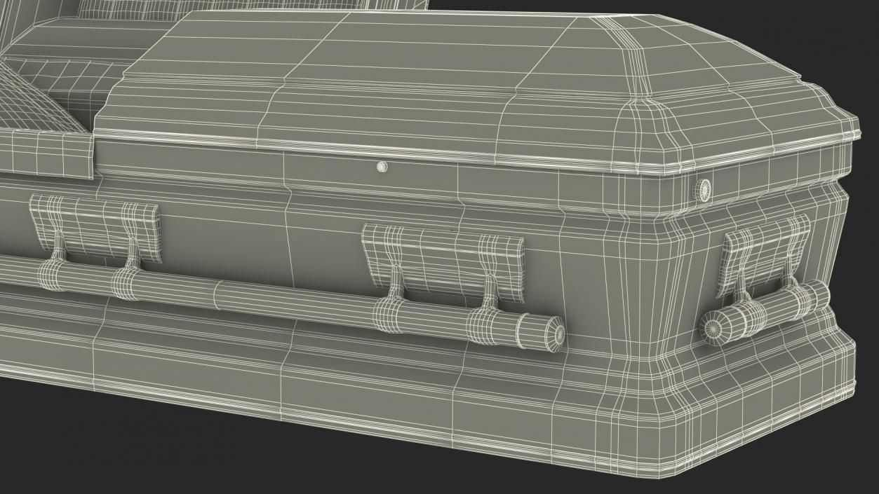 3D Opened Wooden Funeral Casket model