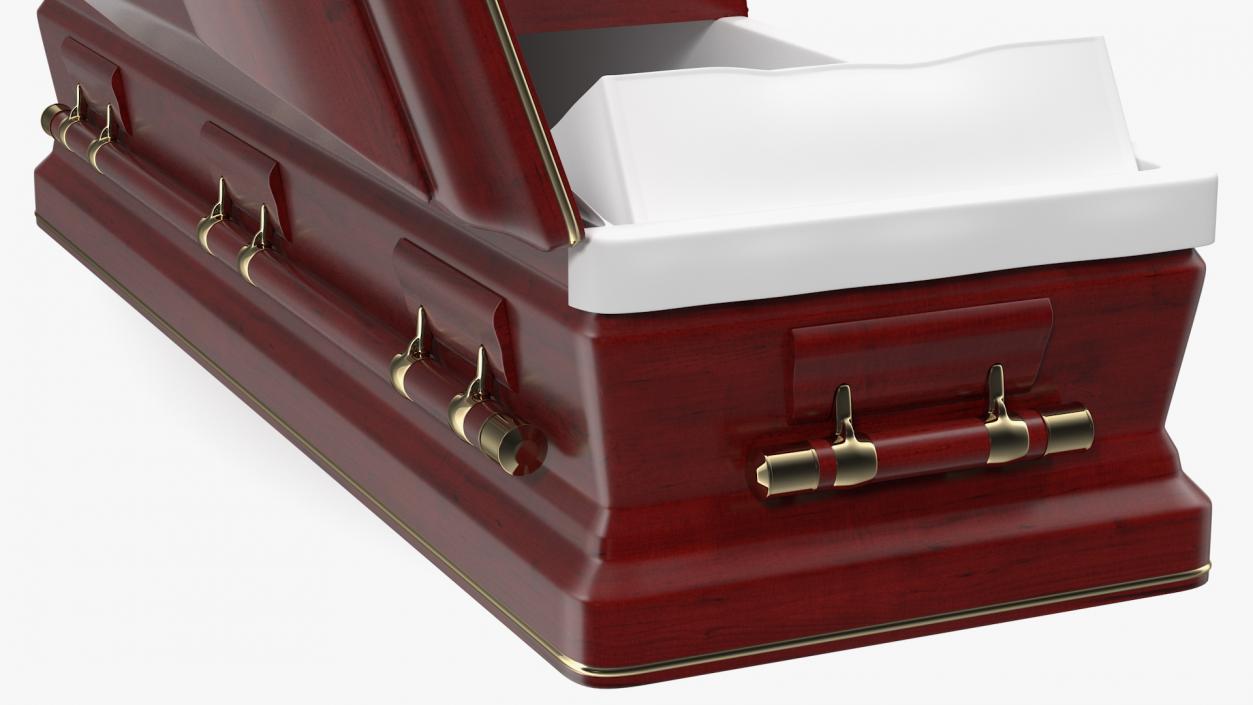 3D Opened Wooden Funeral Casket model