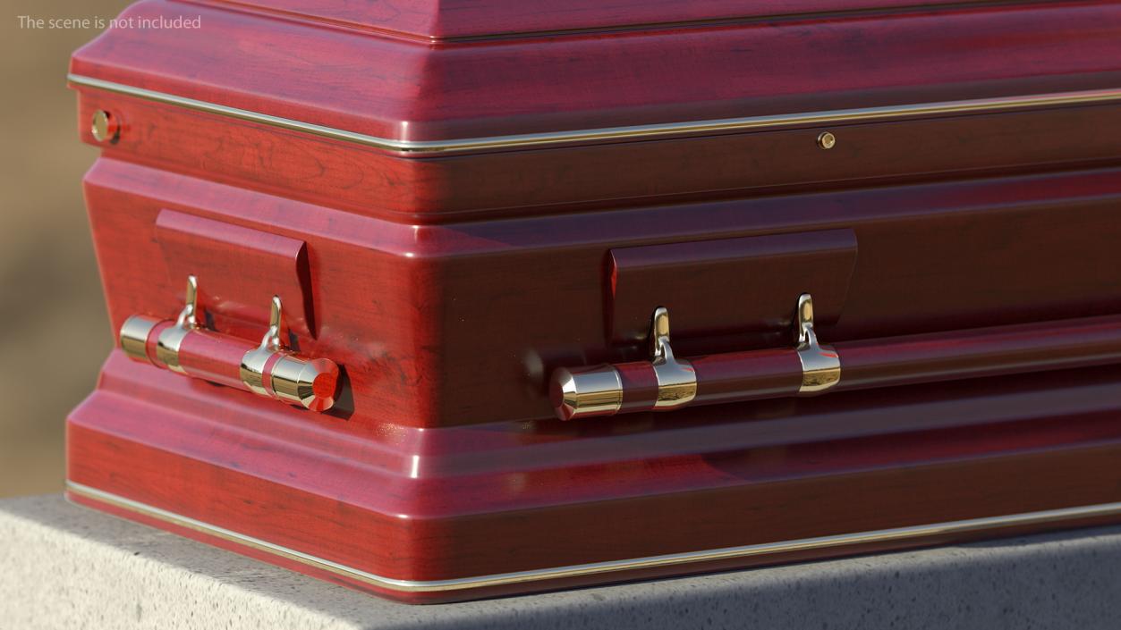 3D Opened Wooden Funeral Casket model