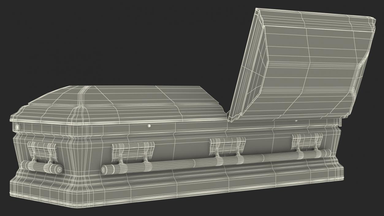 3D Opened Wooden Funeral Casket model