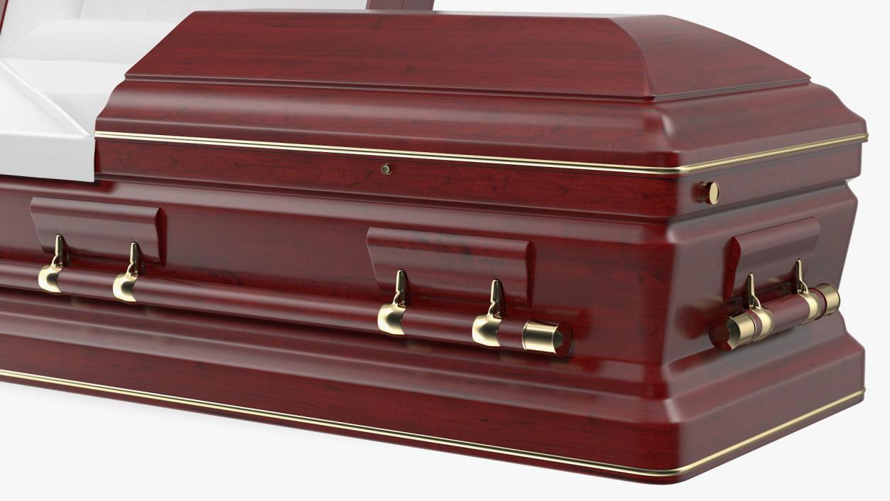 3D Opened Wooden Funeral Casket model