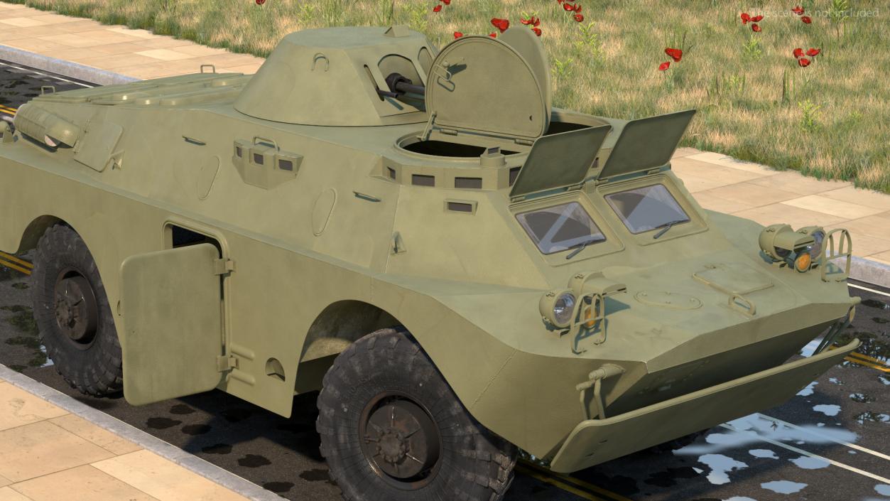 3D BRDM 2 Amphibious Vehicle Green Rigged model