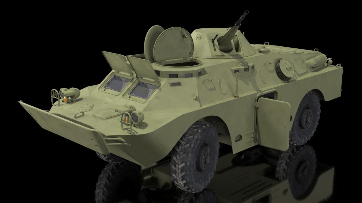 3D BRDM 2 Amphibious Vehicle Green Rigged model