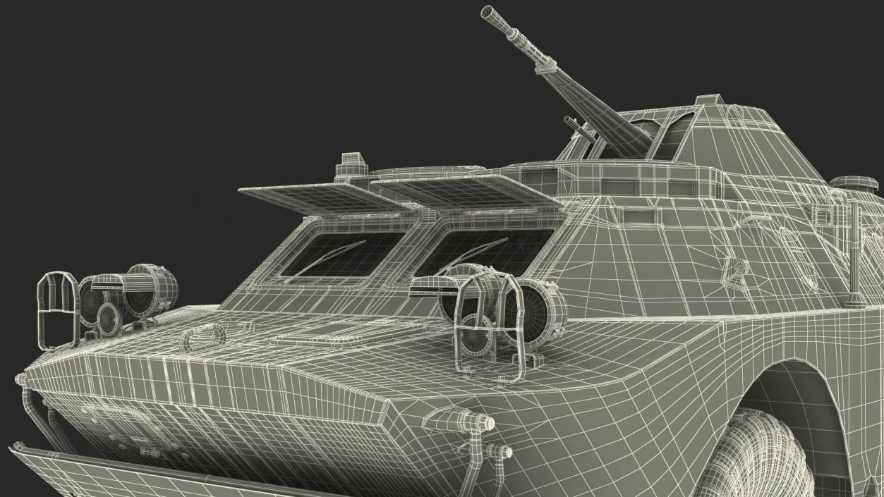 3D BRDM 2 Amphibious Vehicle Green Rigged model