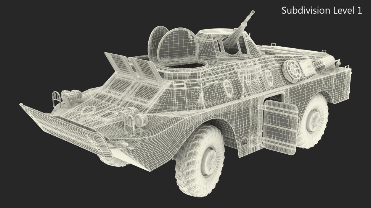 3D BRDM 2 Amphibious Vehicle Green Rigged model