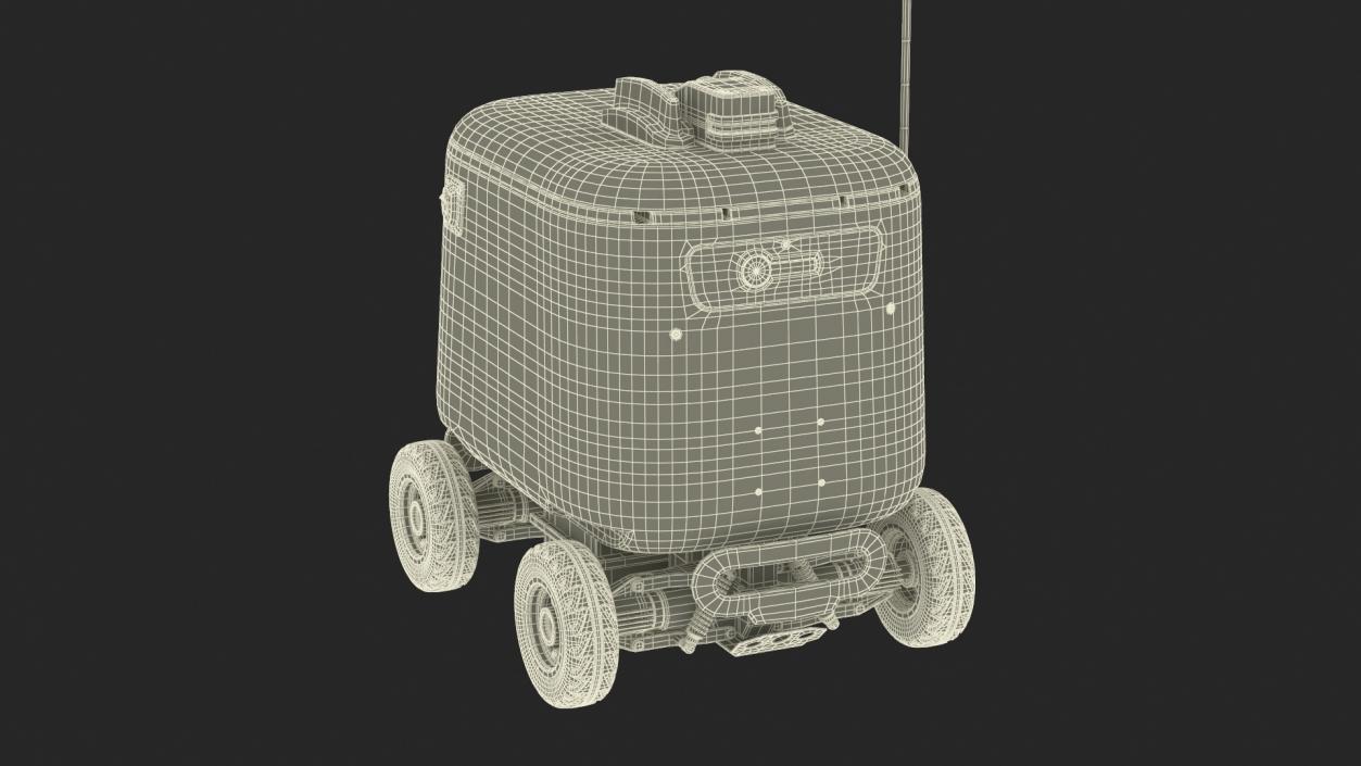 3D Kiwibot Delivery Robot White Off Rigged for Cinema 4D model