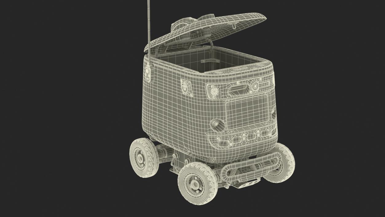 3D Kiwibot Delivery Robot White Off Rigged for Cinema 4D model