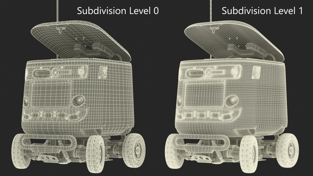 3D Kiwibot Delivery Robot White Off Rigged for Cinema 4D model