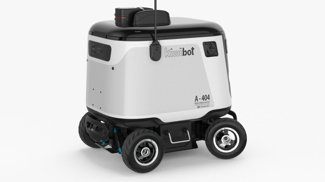 3D Kiwibot Delivery Robot White Off Rigged for Cinema 4D model