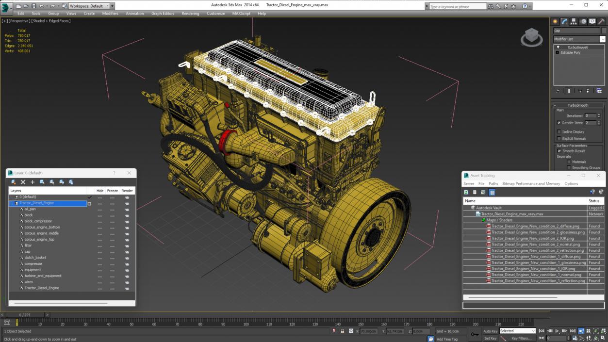 3D Tractor Diesel Engine