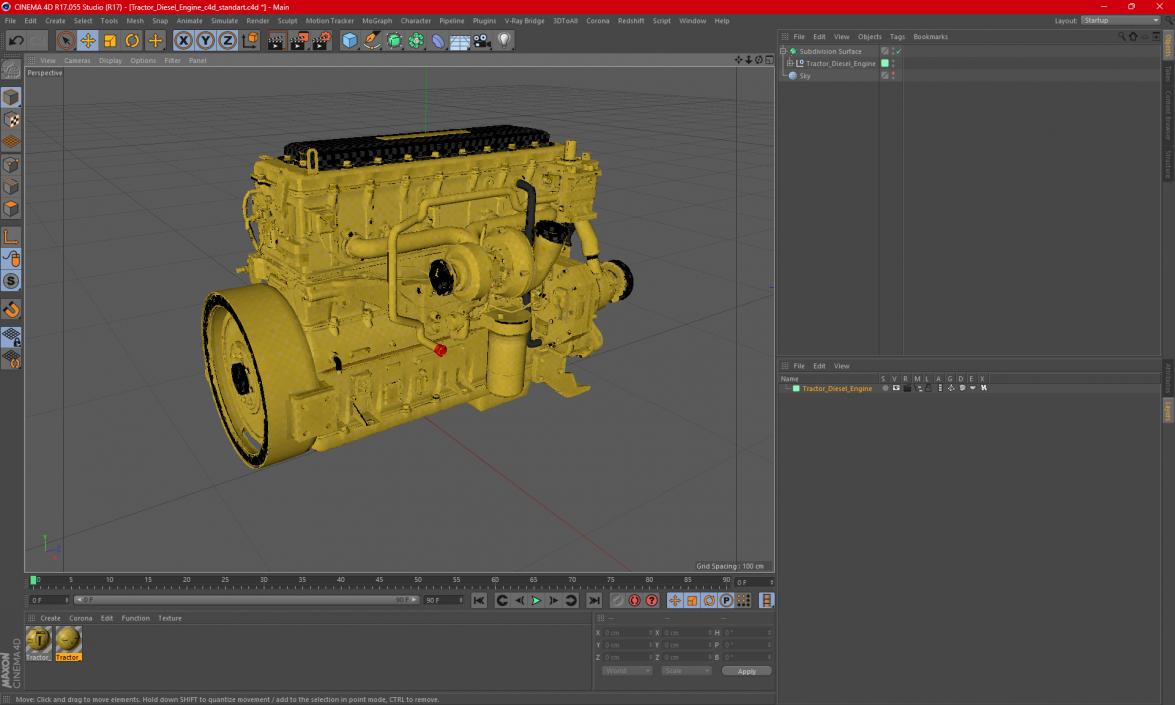 3D Tractor Diesel Engine