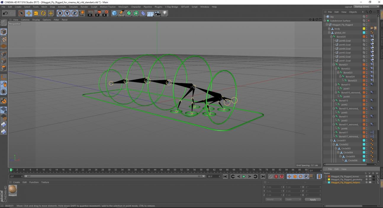 3D Maggot Fly Rigged for Cinema 4D