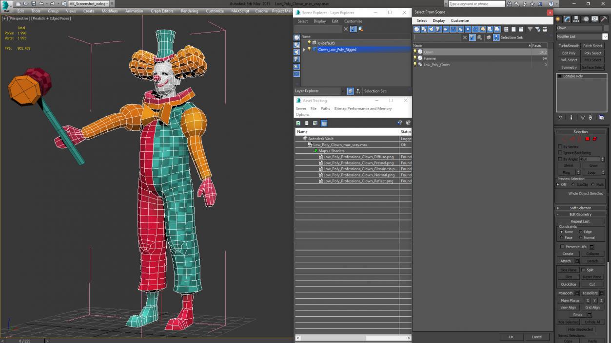 Low Poly Clown 3D model