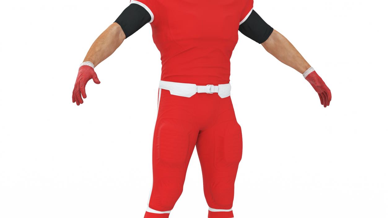 3D Man Red Uniform T-Pose American Football Players model