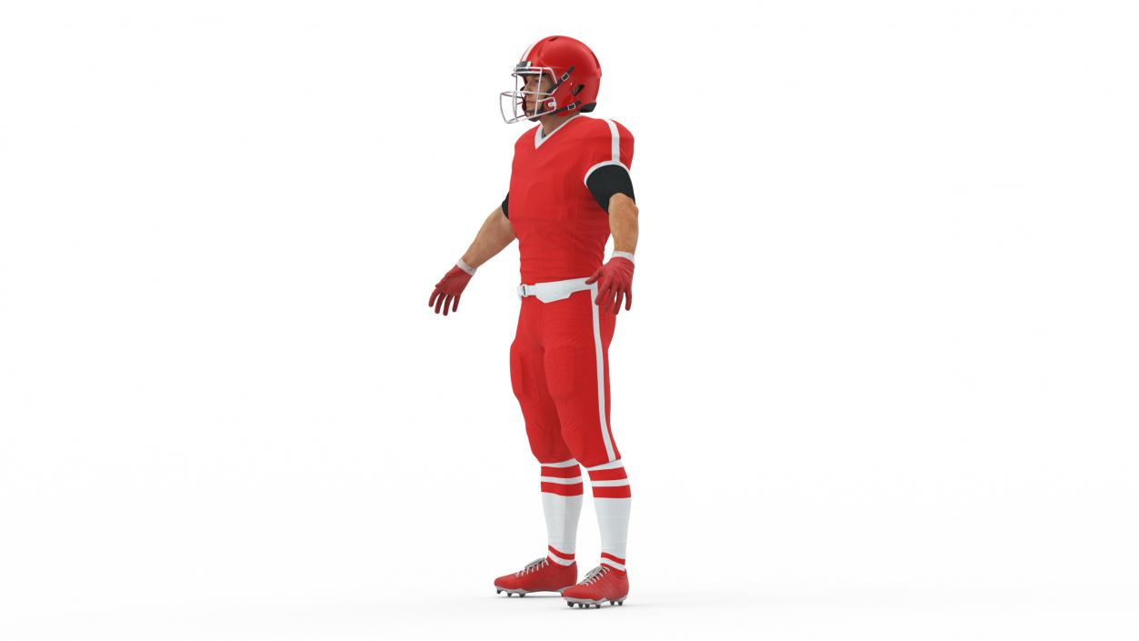 3D Man Red Uniform T-Pose American Football Players model