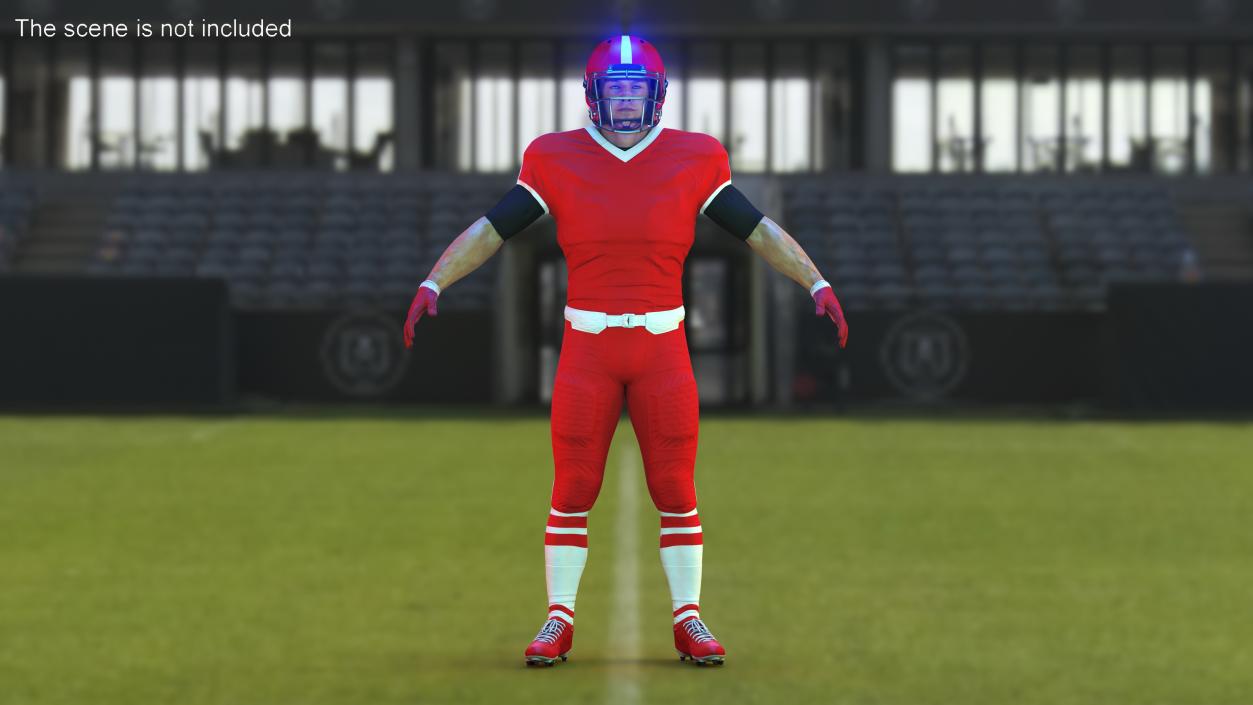 3D Man Red Uniform T-Pose American Football Players model