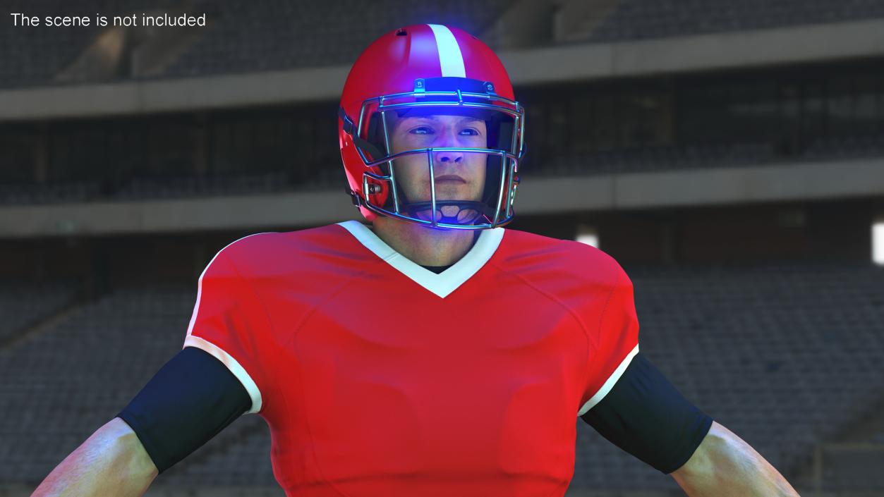 3D Man Red Uniform T-Pose American Football Players model