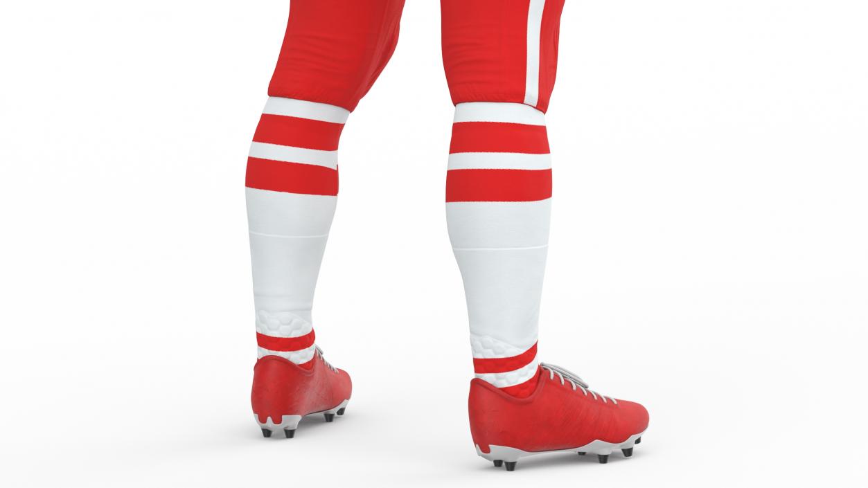 3D Man Red Uniform T-Pose American Football Players model