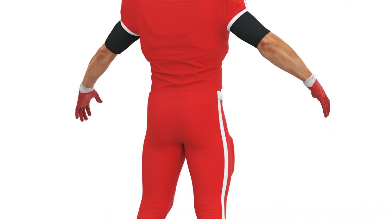 3D Man Red Uniform T-Pose American Football Players model