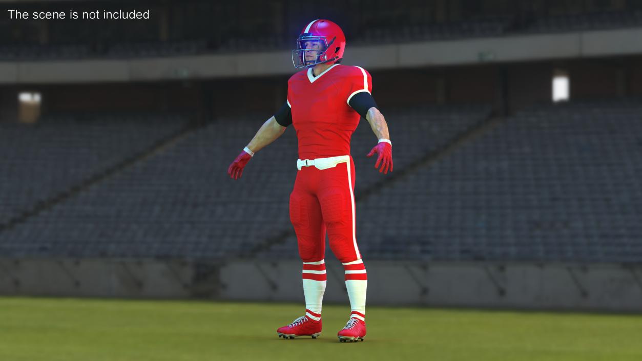 3D Man Red Uniform T-Pose American Football Players model