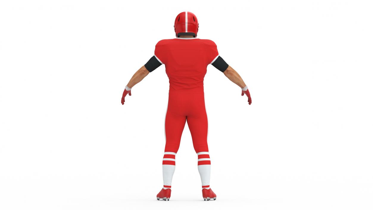 3D Man Red Uniform T-Pose American Football Players model