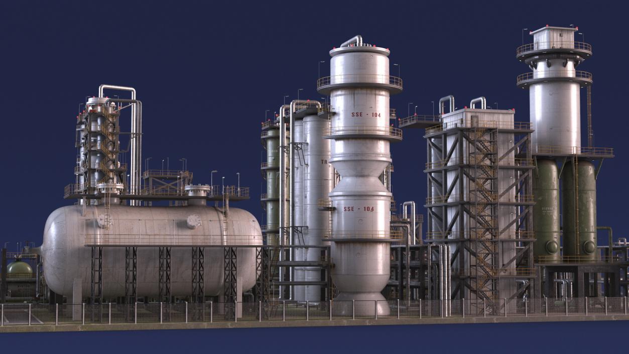 Weathered Oil Refinery 3D