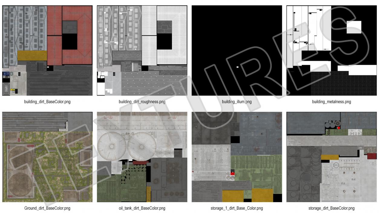 Weathered Oil Refinery 3D