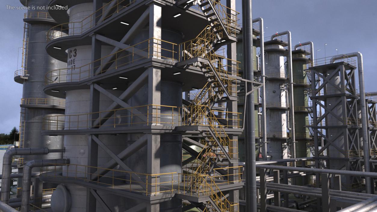 Weathered Oil Refinery 3D