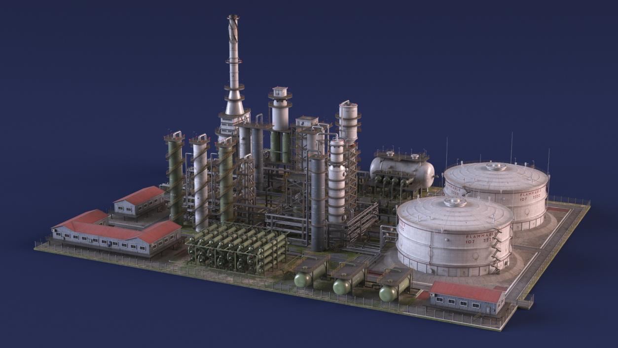 Weathered Oil Refinery 3D