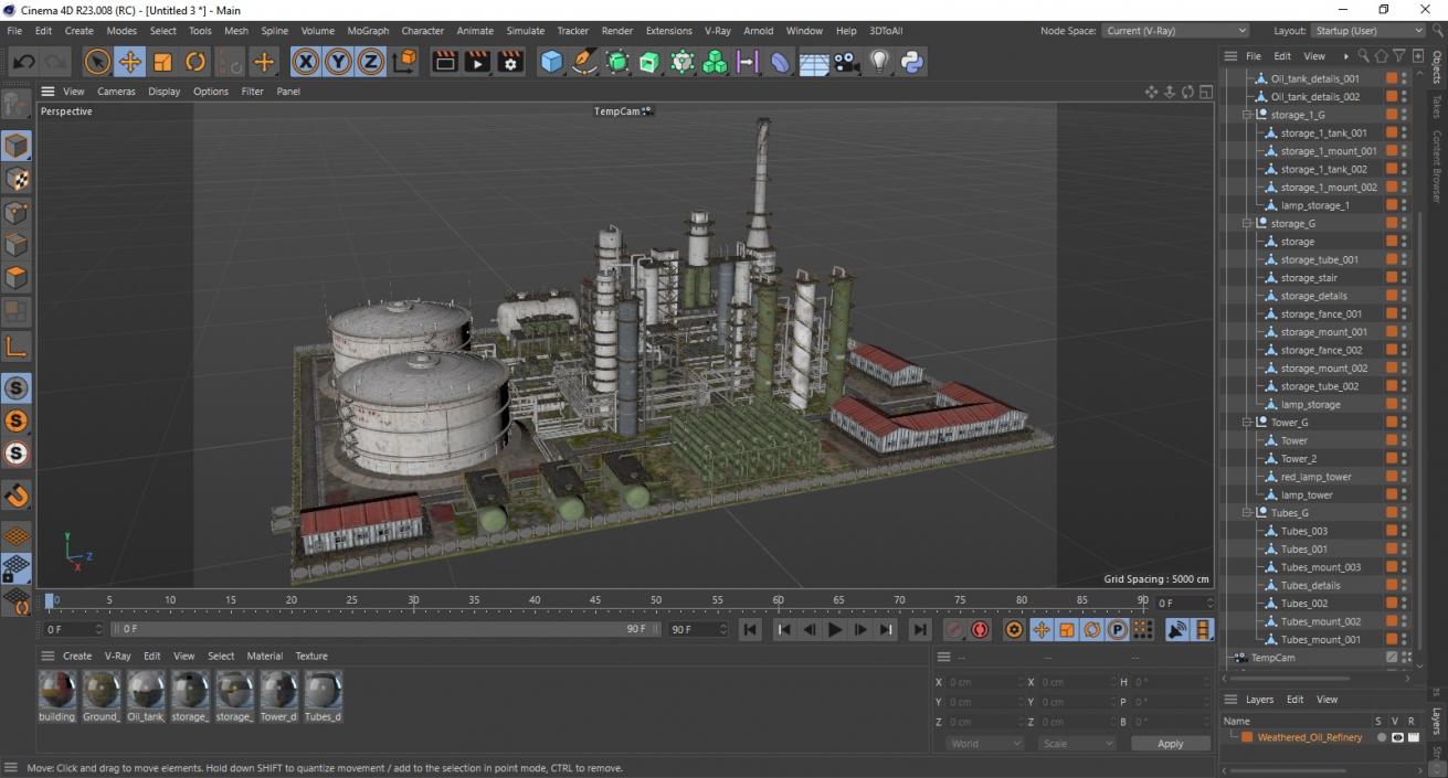 Weathered Oil Refinery 3D