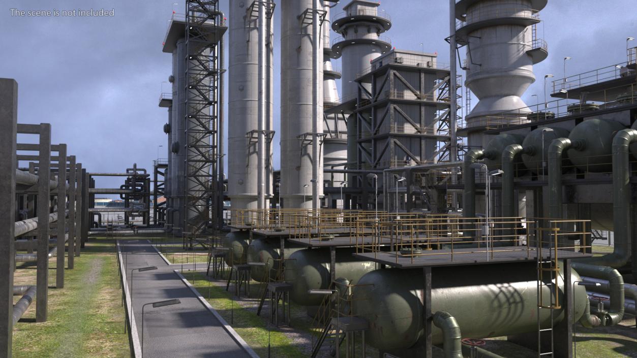 Weathered Oil Refinery 3D