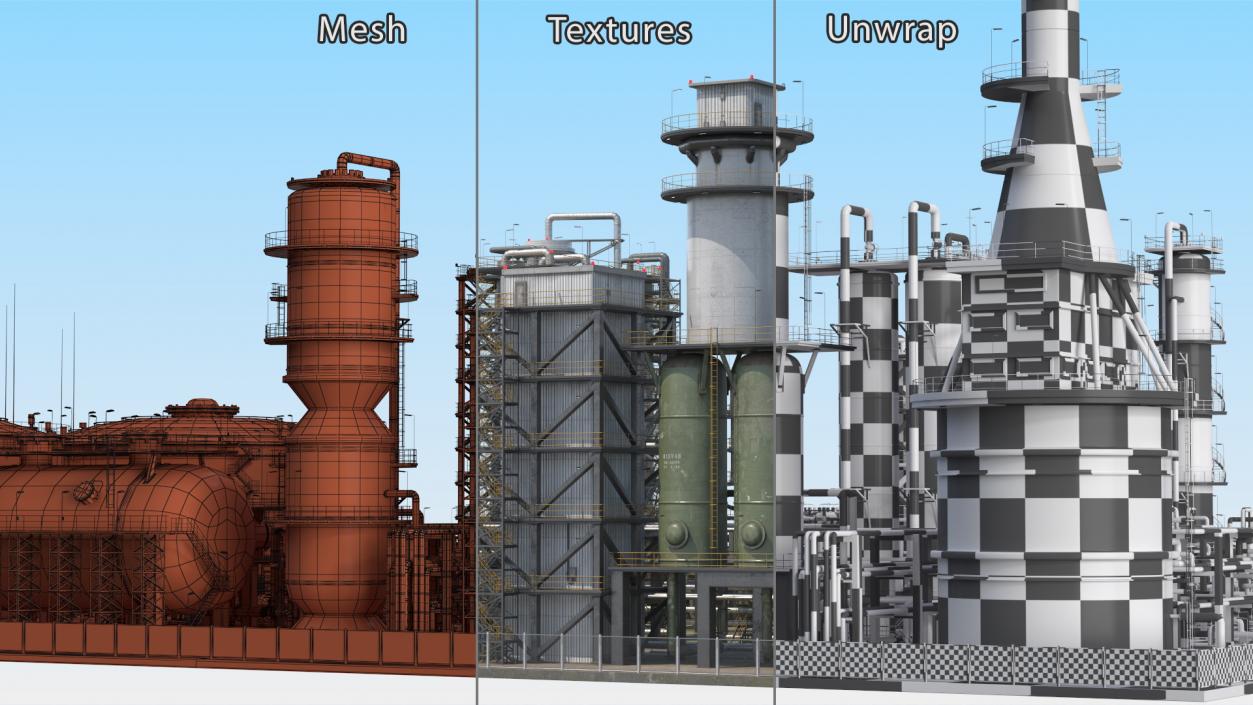 Weathered Oil Refinery 3D