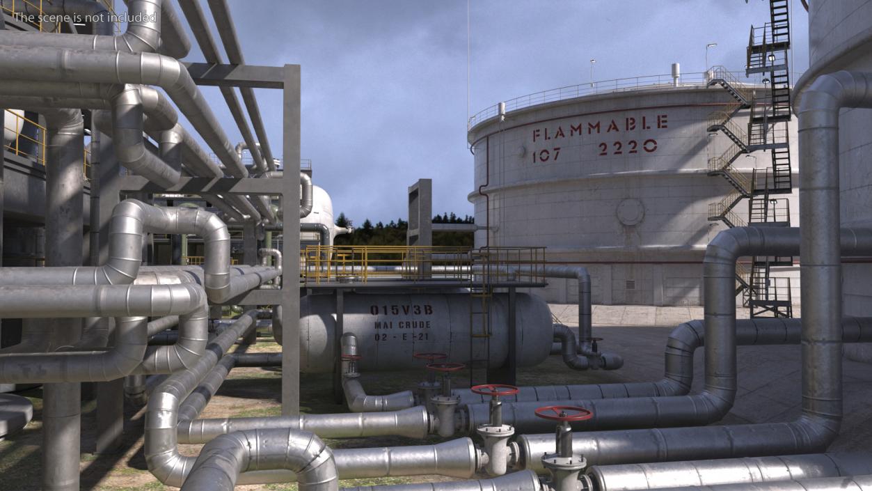 Weathered Oil Refinery 3D