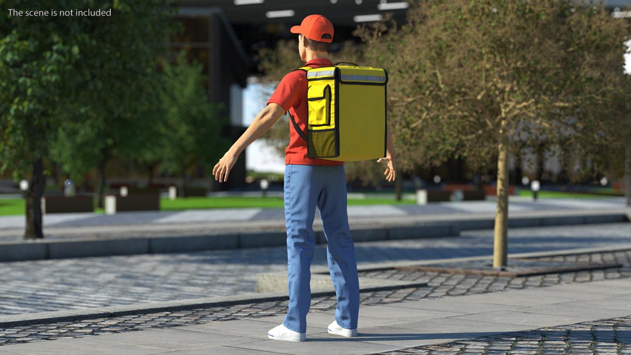 3D Food Delivery Man Rigged Fur model