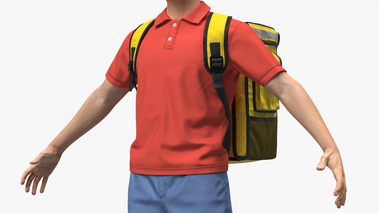 3D Food Delivery Man Rigged Fur model