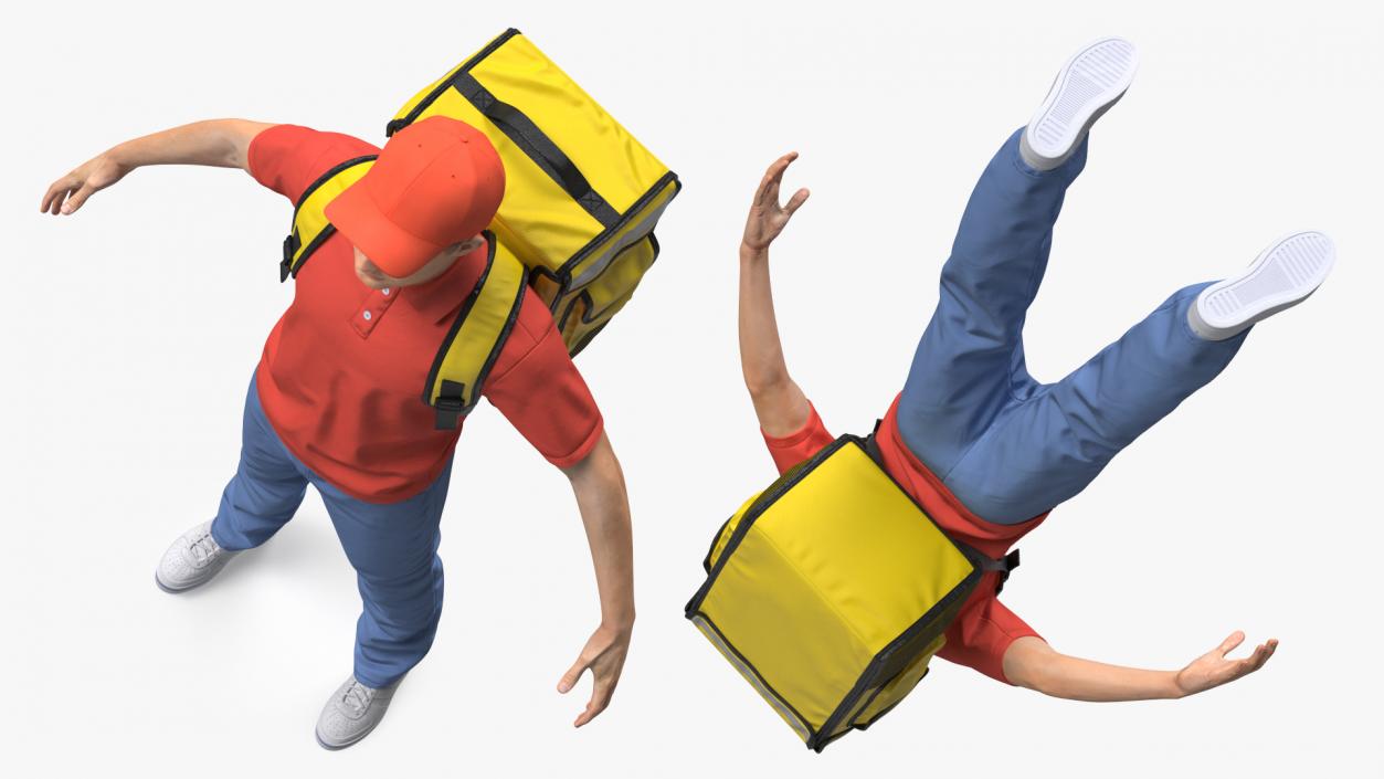 3D Food Delivery Man Rigged Fur model