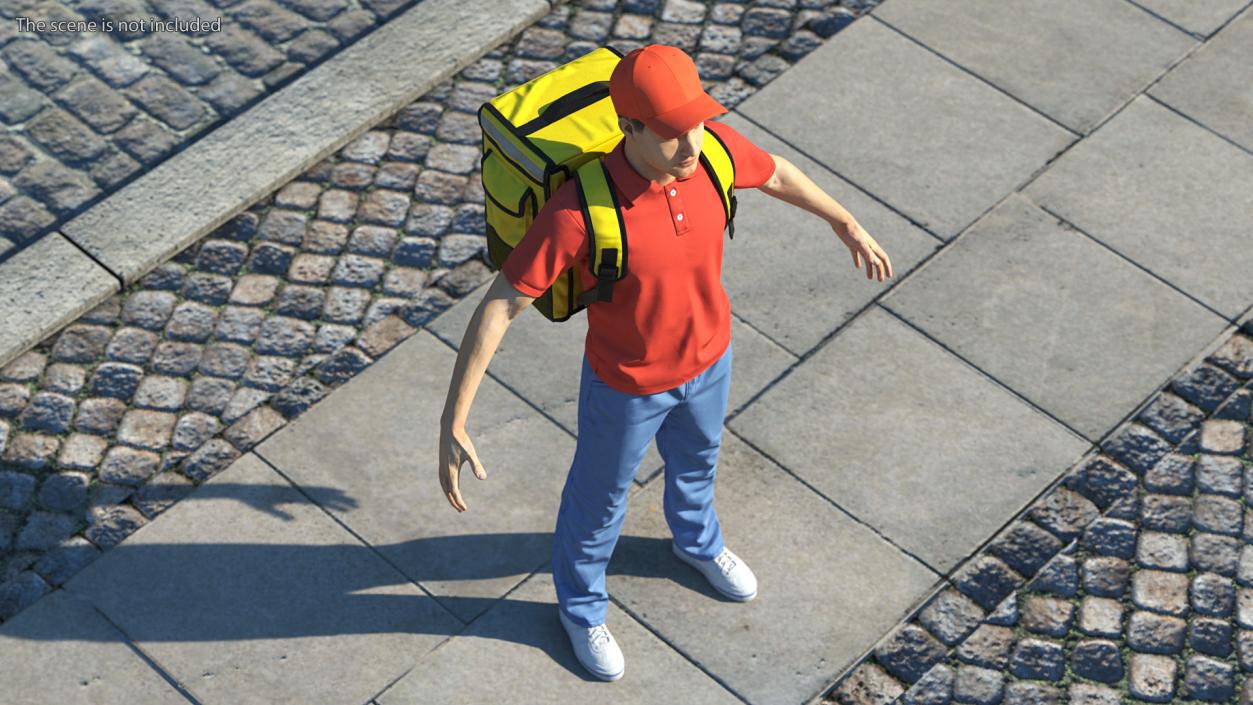 3D Food Delivery Man Rigged Fur model