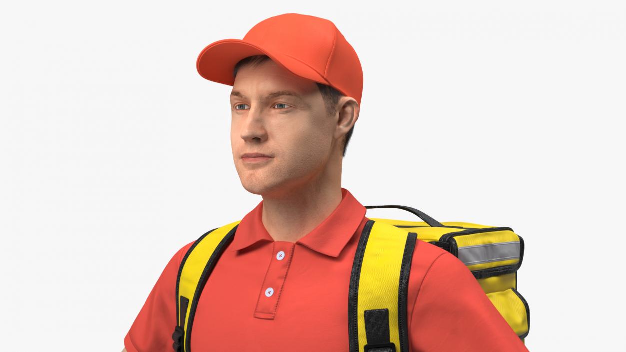 3D Food Delivery Man Rigged Fur model