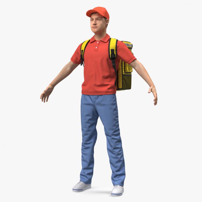 3D Food Delivery Man Rigged Fur model