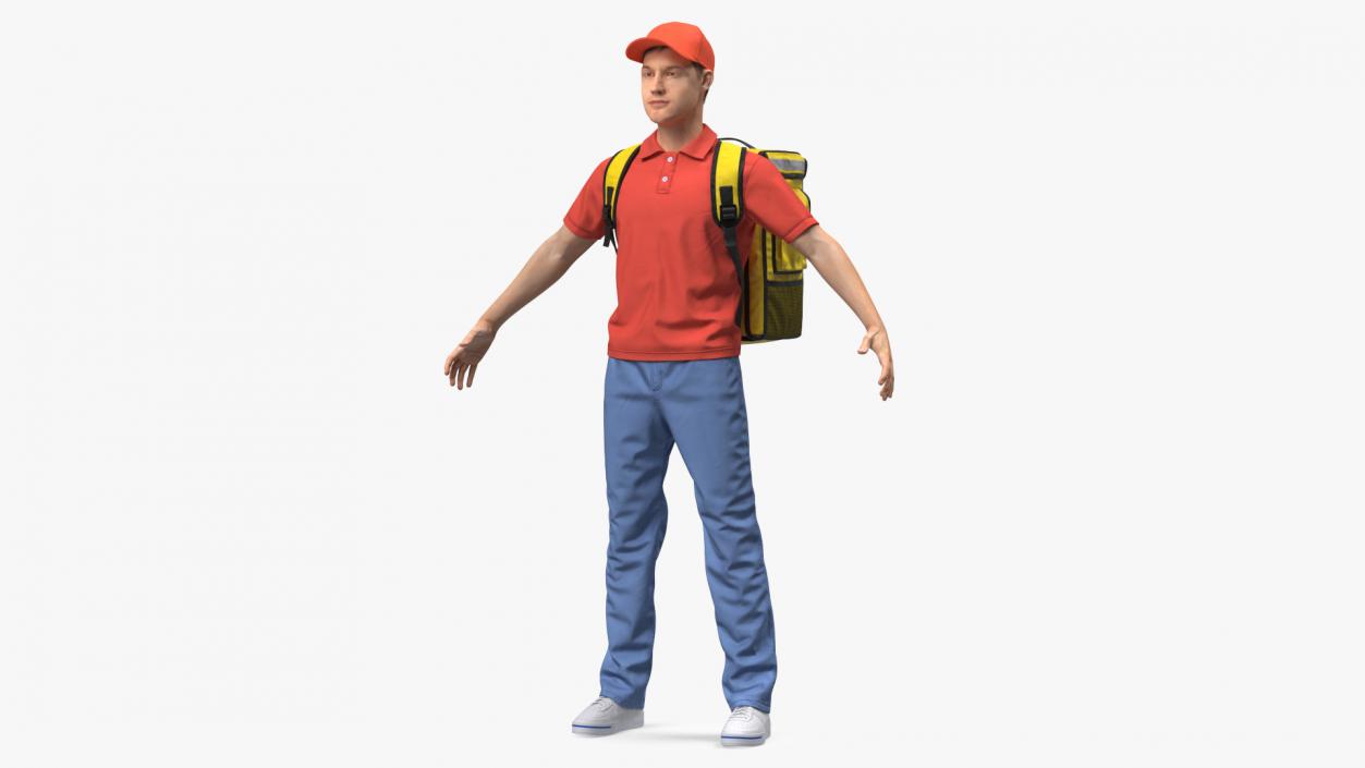 3D Food Delivery Man Rigged Fur model