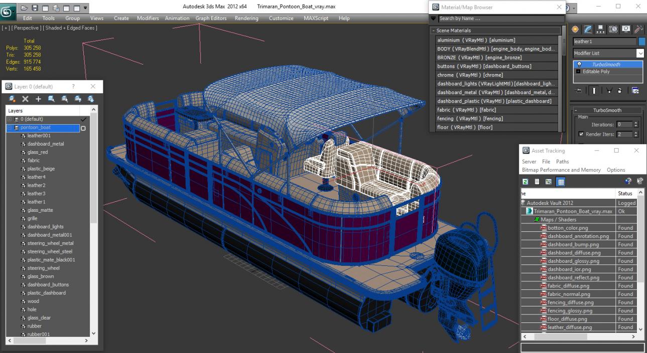 3D Trimaran Pontoon Boat